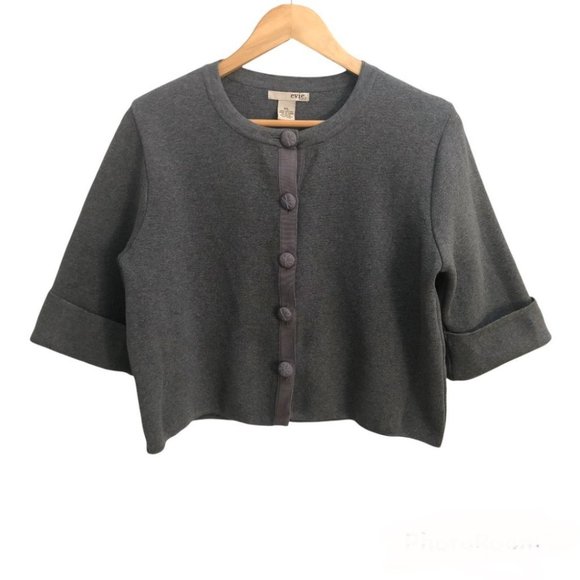 Evie. Cropped Cardigan Sweater - Picture 1 of 8
